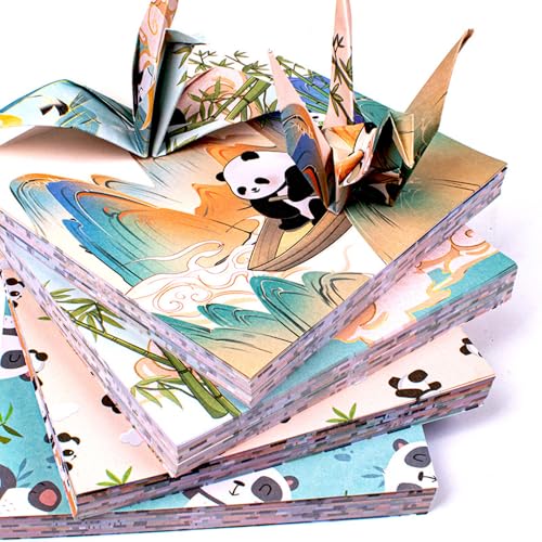 60 Blätter Origami Papier Set 15x15cm Panda Muster Doppelseitiges Farbiges Quadrate Origamipapier für DIY Papierhandwerk,Dekoration,Wünsche von HCHES