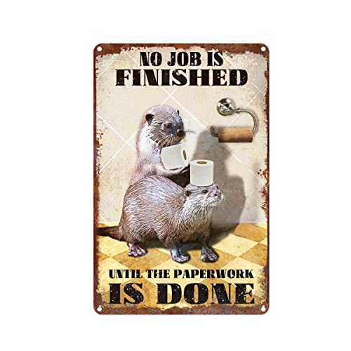 HCHES Lustiger Spruch Retro Blechschild Otter Metallschild Sprüche für Badezimmer Gäste WC Deko Toilette Schild lustige Geschenk von HCHES