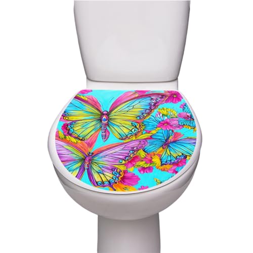 Toilettenaufkleber Toilettensitz Deckel Selbstklebend Wasserdichte PVC Badezimmer WC-Sitz Aufkleber Kreative Tier- und Blumenmuster Stickers Oval Form Größe 35 * 40cm (SPZ-WC027) von HCHES