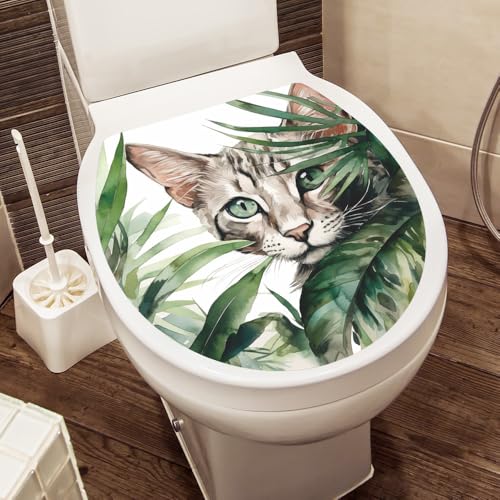 Toilettenaufkleber Toilettensitz Deckel Selbstklebend Wasserdichte PVC Badezimmer WC-Sitz Aufkleber Kreative Tier- und Blumenmuster Stickers Oval Form Größe 35 * 40cm (SPZ-WC24043) von HCHES