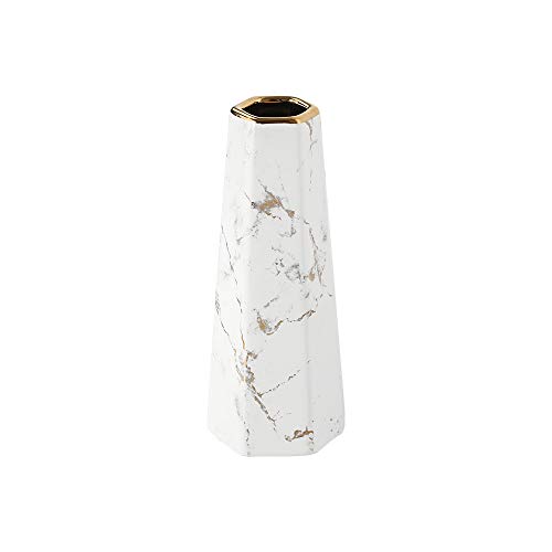 HCHLQLZ 20cm Weiß Gold Marmor Vase Keramik Vasen Blumenvase Deko Dekoration von HCHLQLZ