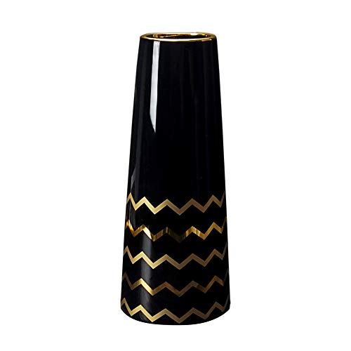 HCHLQLZ 25cm Schwarz Gold Vase Keramik Vasen Blumenvase Deko Dekoration von HCHLQLZ