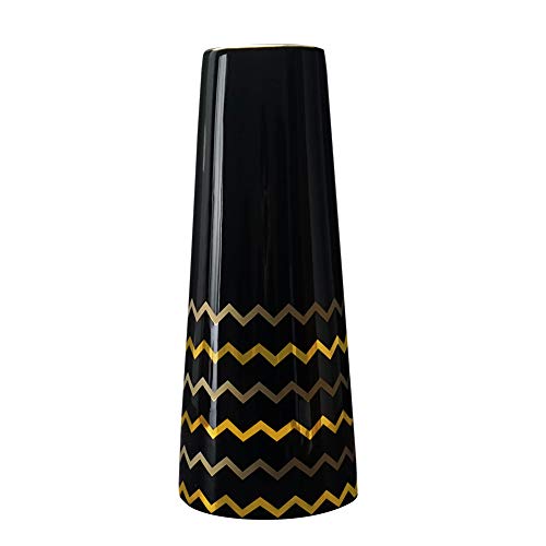 HCHLQLZ 30cm Schwarz Gold Vase Keramik Vasen Blumenvase Deko Dekoration von HCHLQLZ