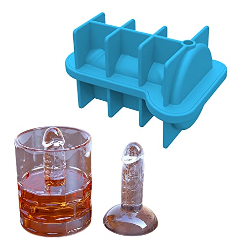 Eiswürfelform für die Herstellung von Penis-Eiswürfeln, lustige Silikon-Eiswürfelformen für Gefrierschrank, inklusive Eisformen und Trichter (blau) von HCHZSH123