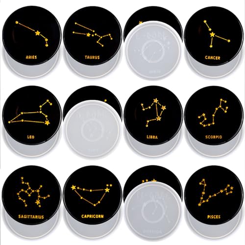 Silikonform Untersetzer Sternzeichen Epoxidharz Set - Runde DIY Formen für Kreative Projekte von HCHZSH123