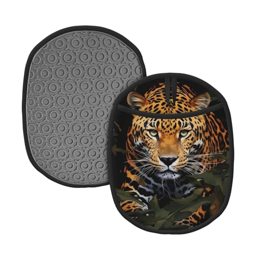 Topflappen 2er Set Silikon Topflappen Hitzebeständig Küche Untersetzer Dschungel Leopard Topflappen Waschbar Ofen Hot Pads Rutschfest Ofen Topflappen Set Quadratischer Untersetzer für BBQ Kochen von HCLYvexiria