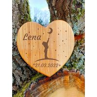 Gedenktafel Für Sternenkinder Aus Holz in Herzform, Grabstein-Grabplatte Zur Erinnerung An Ein Sternenkind, Handgefertigte von HCLasergravur