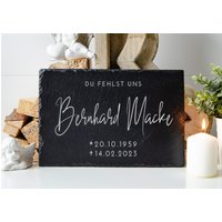 Gedenktafel Mit Schrift Design Persönlicher Gravur, Grabstein/Grabplatte Aus Natürlichem Schiefer von HCLasergravur