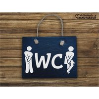 Schiefer in Rechteck-Form Als Wc-Schild | Platte 20 X 15 cm Mit Kordel Wc-Türschild Lustiges Zum Aufhängen von HCLasergravur