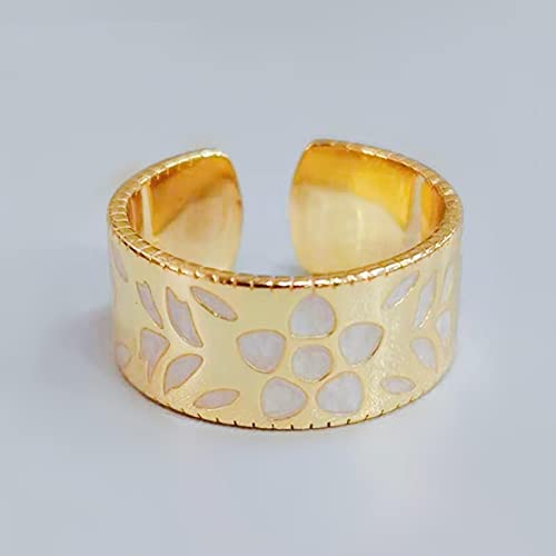 925 Sterling Silber Neue Ankunft Breite Oberfläche Hohle Blume Ringe Gold Farbe Fingerring Für Frauen Party von HCMA