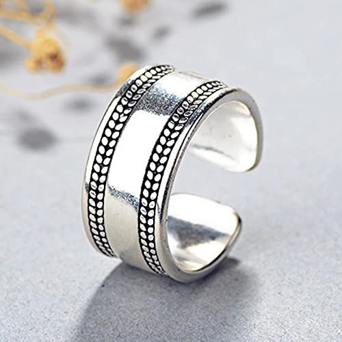 925 Sterling Silber Vintage Ring Einfache Breite Silber Einstellbare Ringe Für Damen & Herren von HCMA