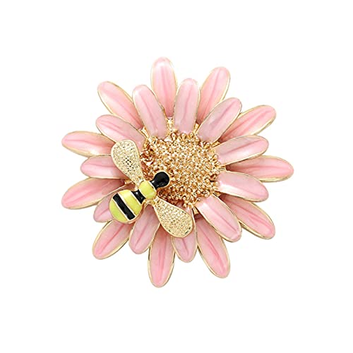 Gänseblümchen Biene Brosche Frühling Rosa Emaille Blume Honig Insekt Pin Vintage Elegante Einfache Abzeichen Mädchen Party Geschenk Zubehör von HCMA