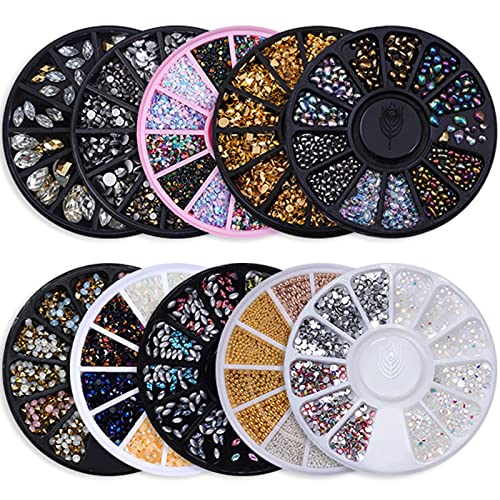 HCMA 10pcs Nagel Strass kleine unregelmäßige Perlen gemischte Farbe Stein Maniküre 3D Nail Art Dekoration in Rad Nägel Zubehör von HCMA
