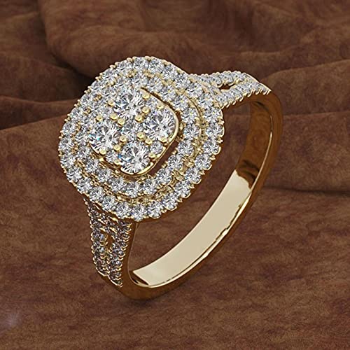 HCMA 18 Karat vergoldeter mikroverzierter Ring für Frauen Quadratischer Edelsteinschmuck Bague Diamantringe Box für Frauen Schmuckgeschenk von HCMA