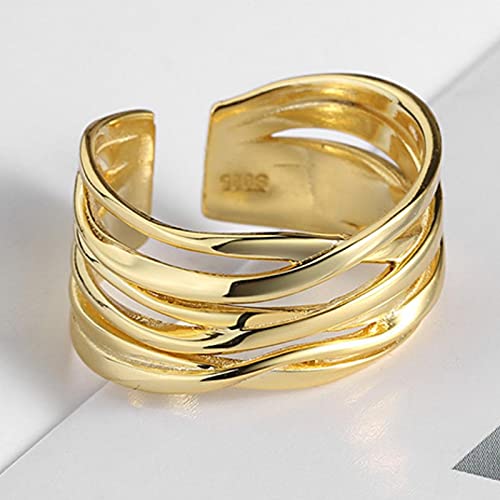 HCMA 925 Silber Einfache Mode Mutil Schichten Linie Ring Für Frauen Offener Fingerring Schmuck Geschenke von HCMA