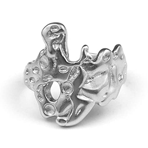 HCMA 925 Silber Lava übertriebener Stoßring für Frauen Männer Handarbeit Kreativität Mode Offener Ring für Paare von HCMA