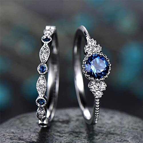 HCMA Doppelschicht Funkelnde Perfekte Blaue Rundschliff Zirkon Stein Ringe Weibliche Party Verlobung Ehering Geschenk HCMA Doppelschicht Funkelnde Perfekte Blaue Rundschliff Zirkon Stein Ringe Weibliche Party Verlobung Ehering Geschenk von HCMA