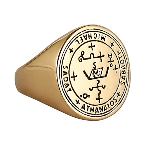 HCMA Edelstahl-Siegel des Wächter-Erzengels Michael Talisman-Ring Amulett-Symbol-Ring für Mann-Frauen-Schmuckgeschenk von HCMA
