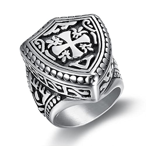 HCMA Mittelalterlicher 316L Edelstahl Ring Krieger Kreuz Schild Tempelritter Freimaurer Amulett Ring Schmuck Geschenk HCMA Mittelalterlicher 316L Edelstahl Ring Krieger Kreuz Schild Tempelritter Freimaurer Amulett Ring Schmuck Geschenk von HCMA
