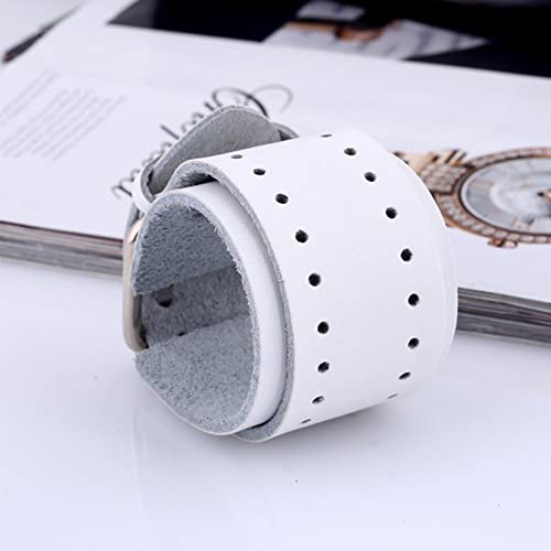 HCMA Neue Vogue Vintage Echtes Leder Armbänder Braun Schwarz Weiß Punk Breite Manschette Armbänder Armreifen für Frauen Männer von HCMA