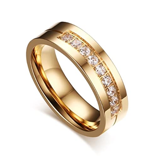 HCMA Paar Schmuck Geschenke Gold-Farbe CZ Eheringe Liebhaber Zirkonia Titan Stahl Romantische Ring Schmuck von HCMA