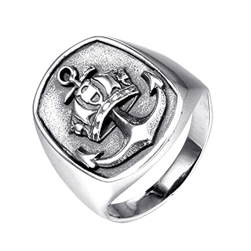 HCMA Retro Wikinger Anker Krone Muster Ring Herrenring Mode Metallring Keltischer Wikinger Schmuck Zubehör Party Seemann Geschenk von HCMA