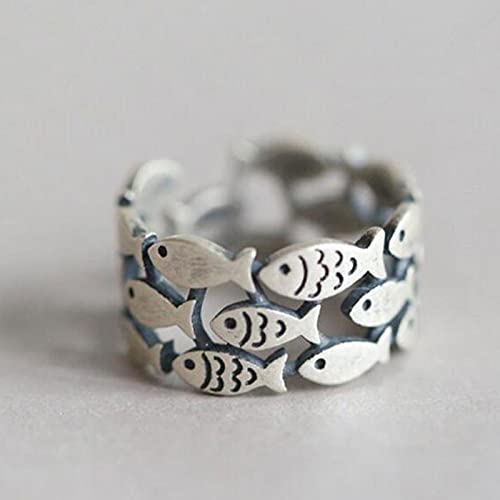 HCMA Silberringe für Frauen reizender Fisch Verstellbarer Ring Silberschmuck von HCMA