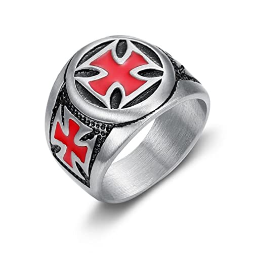 HCMA Vintage Schwarz & Rot Edelstahl Rot Rüstung Schild Templer Ritter Kreuzritter Kreuz Punk Ring Amulett Freimaurer Schmuck Geschenk HCMA Vintage Schwarz & Rot Edelstahl Rot Rüstung Schild Templer Ritter Kreuzritter Kreuz Punk Ring Amulett Freimaurer Schmuck Geschenk von HCMA