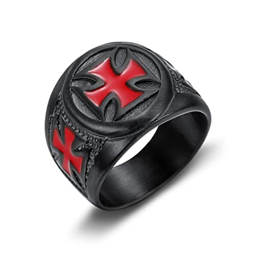 HCMA Vintage Schwarz & Rot Edelstahl Rot Rüstung Schild Templer Ritter Kreuzritter Kreuz Punk Ring Amulett Freimaurer Schmuck Geschenk HCMA Vintage Schwarz & Rot Edelstahl Rot Rüstung Schild Templer Ritter Kreuzritter Kreuz Punk Ring Amulett Freimaurer Schmuck Geschenk von HCMA
