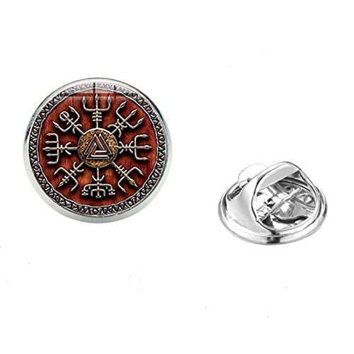 HCMA Wikinger Kompass Kragennadeln Abzeichen Retro Runenbedruckte Glaskuppel Broschen Odins Symbol des nordischen Wikingerkriegers von HCMA