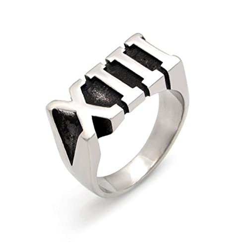 Römische Ziffer 13 Titanstahl Herrenringe Punk Hip Hop Retro Einzigartiges Amulett für Mann Freund Biker Schmuck Kreativität Geschenk von HCMA