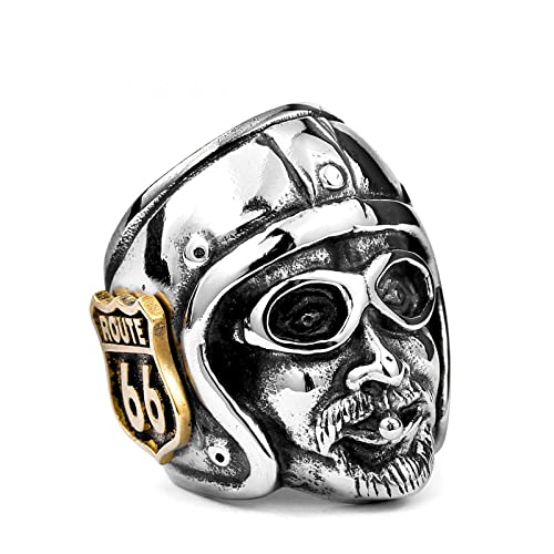 Route 66 Rider Motorrad Gold Herren Ringe Punk Viking Hip Hop für Biker Freund Männlich Titan Stahl Schmuck Kreativität Geschenk von HCMA