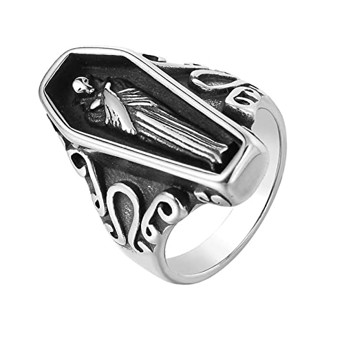 Vampir Sarg Geist Titan Stahl Herren Ringe Gothic Punk Hip Hop Rock Einzigartig Cool für Mann Freund Schmuck Kreativität Geschenk von HCMA