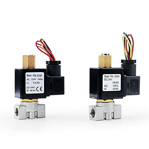 1/4 Zoll; Normalerweise offenes Edelstahl-2-Wege-Magnetventil VX2120-08-SS-NO Controller DN8 for Öl Wasser Gas AC220V/110V DC12V/24V 1St(DC12V) von HCVYQMMJ