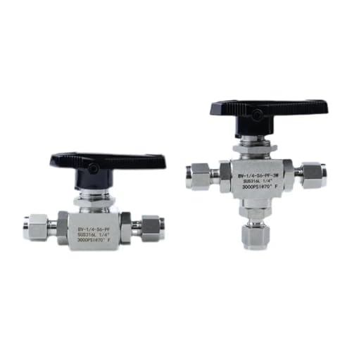 HCVYQMMJ 1 stücke 3000psi 3 6 8 10 12 mm 1/8 "1/4" 3/8 "1/2" Kompression Gerade T 3 weisen 316 Edelstahl Kugelhahn(Straight,1l4 Inch 6.35mm) von HCVYQMMJ