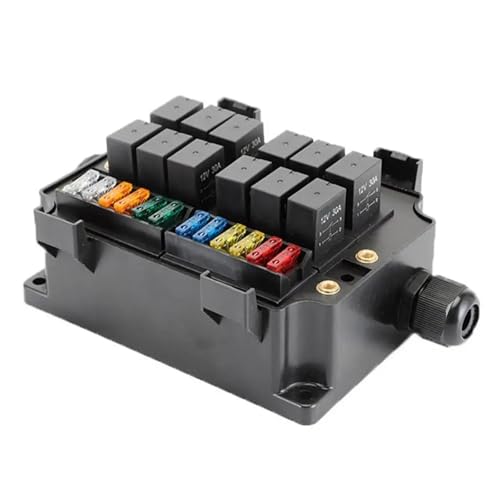 HCVYQMMJ 12 V Universal Auto Marine 12-Wege-Relais 12 Flachsicherungen Halter Box Block Wasserdicht Sicherungskasten Relaisbox für Auto Auto RV Yacht HCVYQMMJ 12 V Universal Auto Marine 12-Wege-Relais 12 Flachsicherungen Halter Box Block Wasserdicht Sicherungskasten Relaisbox für Auto Auto RV Yacht von HCVYQMMJ