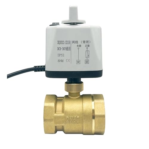 HCVYQMMJ DN15 DN20 DN25 DN50 Normalerweise geschlossener/offener elektrischer Kugelhahn mit manuellem Schalter 2-Wege-Messing-Motorkugelhahn 8N.M groß(Normally Open-24vdc,DN40) von HCVYQMMJ