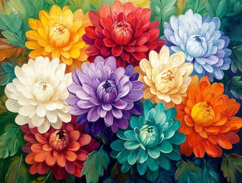 Blume Diamond Painting Erwachsene, 5D Diamond Painting Anlage Bilder, DIY Runder Vollbohrer Diamanten Malerei Kits Erwachsene Mosaikherstellung Bastelset für Wanddeko, Geschenke, 70 x 95cm, Model 82 von HCWBDWOU