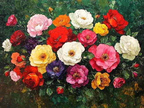 Diamond Painting Anlage, Blume Diamant Painting Bilder Erwachsene, 5D Runder Vollbohrer Diamond Art Malerei Anfänger Bastelset Erwachsene, für Aesthetic Room Decor, Geschenke für Frauen 50x70cm, 96 von HCWBDWOU