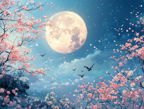 Diamond Painting Erwachsene, 5D Landschaft Diamant Painting Bilder Mond 50 x 70cm, DIY Runde Diamant Bilder Kristall Kreuzstich Basteln Erwachsene Kits für Zimmer Deko Wohnzimmer, Geschenke, Model 92 von HCWBDWOU