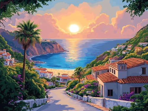 Diamond Painting Erwachsene, 5D Landschaft Diamant Painting Sonnenaufgang (40x55cm), DIY Runde Diamant Kristall Kreuzstich Basteln Erwachsene Kits für Zimmer Deko Wohnzimmer, Geschenke für Frauen, 74 von HCWBDWOU