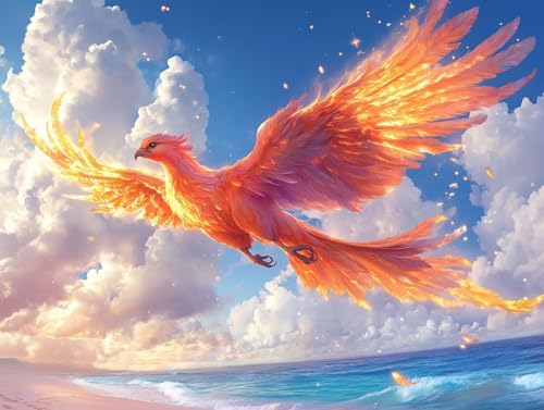 Diamond Painting Erwachsene, 5D PhöNix Diamant Painting Bilder Tier 100x135cm, DIY Runde Diamant Bilder Kristall Kreuzstich Basteln Erwachsene Kits für Zimmer Deko Wohnzimmer, Geschenke, Model 95 von HCWBDWOU