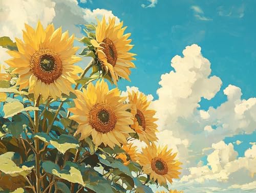 Diamond Painting Erwachsene, 5D Sonnenblume Diamant Painting Landschaft 100x135cm, DIY Runde Diamant Kristall Kreuzstich Basteln Erwachsene Kits für Zimmer Deko Wohnzimmer, Geschenke für Frauen, 86 von HCWBDWOU