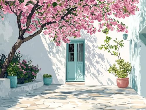 Diamond Painting HäUser, Landschaft Diamant Painting Erwachsene, 5D Runder Vollbohrer Diamond Art Malerei Anfänger Bastelset Erwachsene, für Aesthetic Room Decor, Geschenke für Frauen 90x120cm, 90 von HCWBDWOU