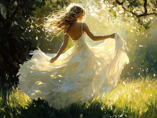 Diamond Painting Landschaft, Frau Diamant Painting Erwachsene, 5D Runder Vollbohrer Diamond Art Malerei Anfänger Bastelset Erwachsene, für Aesthetic Room Decor, Geschenke für Frauen 60x80 cm, Model 93 von HCWBDWOU