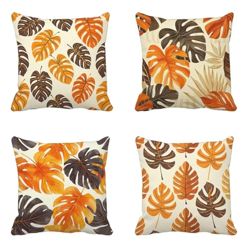 Gebranntes Orange Kissenbezug 50 x 50 cm 4er Set, Weich Dekokissen Blatt KissenbezüGe Beidseitiger Druck Musterdesign Kissenbezug Mit VerstecktemreißVerschluss für Zimmer Deko Wohnzimmer Sofa -HCW56A8 Gebranntes Orange Kissenbezug 50 x 50 cm 4er Set, Weich Dekokissen Blatt KissenbezüGe Beidseitiger Druck Musterdesign Kissenbezug Mit VerstecktemreißVerschluss für Zimmer Deko Wohnzimmer Sofa -HCW56A8 von HCWBDWOU