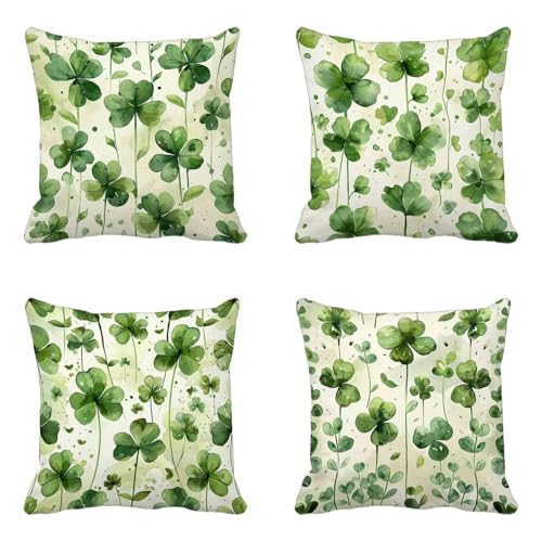 Grün Kissenbezug 55x55cm 4er Set, Outdoor Kissen Wetterfest Leinen Material, Doppelseitig Druck Kissenbezüge Anlage Muster mit Verstecktem Reißverschluss Design für Balkon Garten Deko -HCW25064J Grün Kissenbezug 55x55cm 4er Set, Outdoor Kissen Wetterfest Leinen Material, Doppelseitig Druck Kissenbezüge Anlage Muster mit Verstecktem Reißverschluss Design für Balkon Garten Deko -HCW25064J von HCWBDWOU