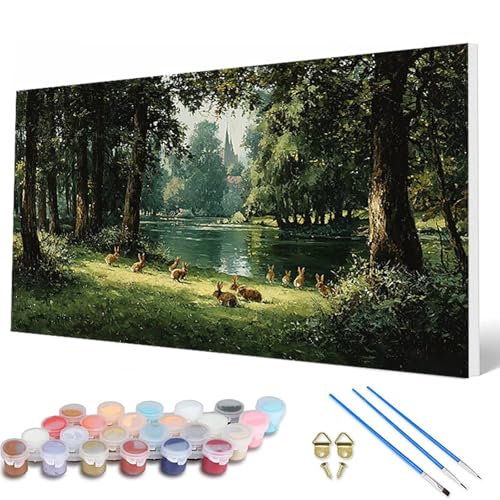 Kaninchen Malen Nach Zahlen Erwachsene, Malen Nach Zahlen FrüHling Paint by Numbers Adult Muster Basteln Erwachsene Anfänger für Deko Wohnzimmer, Wanddeko, Geschenke für Frauen 50X100 CM -hcw25073F von HCWBDWOU