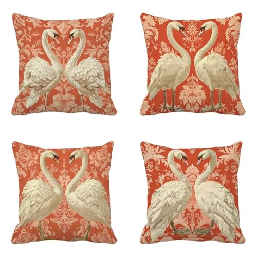 Kissenbezug 40x40 cm 4er Set, Schwan Kissenbezug Rot Muster mit Verstecktem Reißverschluss, Doppelseitig Druck Sofakissen, Velvet Kissendeko Wohnzimmer, Zimmer Deko Aesthetic, Geschenke -HCW2506ZE Kissenbezug 40x40 cm 4er Set, Schwan Kissenbezug Rot Muster mit Verstecktem Reißverschluss, Doppelseitig Druck Sofakissen, Velvet Kissendeko Wohnzimmer, Zimmer Deko Aesthetic, Geschenke -HCW2506ZE von HCWBDWOU