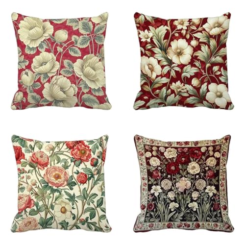 Kissenbezug 70x70cm 4er Set, Nordeuropa Kissenbezug Rot Muster mit Verstecktem Reißverschluss, Doppelseitig Druck Sofakissen, Velvet Kissendeko Wohnzimmer, Zimmer Deko Aesthetic, Geschenke -HCW25062X Kissenbezug 70x70cm 4er Set, Nordeuropa Kissenbezug Rot Muster mit Verstecktem Reißverschluss, Doppelseitig Druck Sofakissen, Velvet Kissendeko Wohnzimmer, Zimmer Deko Aesthetic, Geschenke -HCW25062X von HCWBDWOU